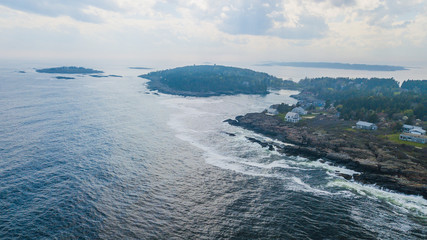 Maine New England Coastline with Lighthouses