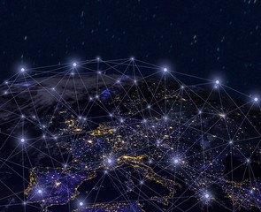 The world of communication . Global network concept . worldwide international connections for finance, banking . this image furnished by NASA - obrazy, fototapety, plakaty