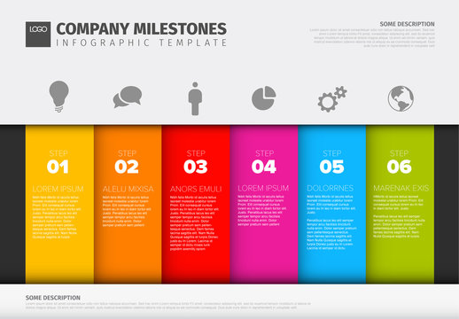 Infographic with 6 Multicolored Steps
