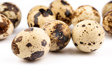 Obraz premium quail eggs on white background