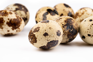 quail eggs on white background