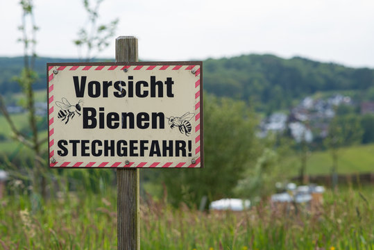 Warnschild Vorsicht Bienen Stechgefahr