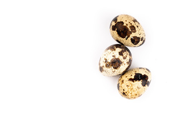 quail eggs on white background