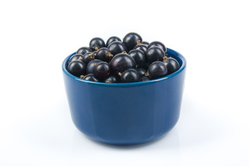 Fresh blackberries, on plate on Isolated white background. Berries
