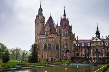Fototapeta na wymiar Moszna Castle located in a Moszna village, Upper Silesia, Poland
