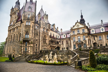 Naklejka premium Moszna Castle located in a Moszna village, Upper Silesia, Poland