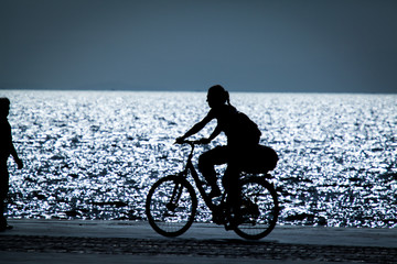 Fototapeta premium sea biker and silhouette