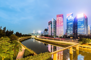 Night view of the Dashahe Ecological Corridor in Shenzhen, Guangdong Province, China