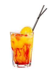 Tequila sunrise. Alcohol cocktail isolated on white