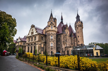 Naklejka premium Moszna Castle located in a Moszna village, Upper Silesia, Poland