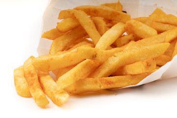 french fries on white background