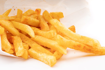 french fries on white background