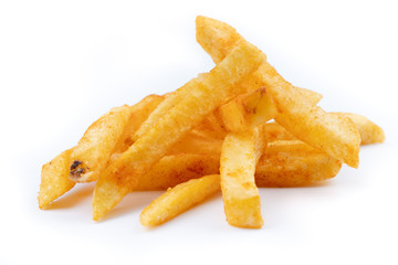 french fries on white background