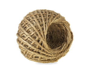Rope coil roll on a white background. Household rope.