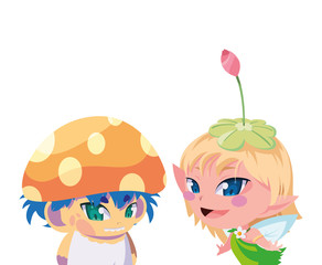 beautiful magic fairy and fungu elf characters
