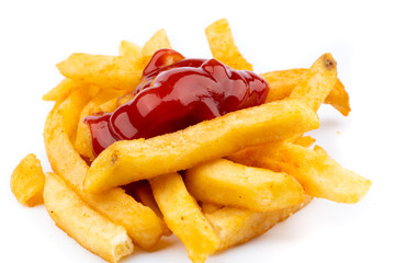 fresh french fries with ketchup - Powered by Adobe