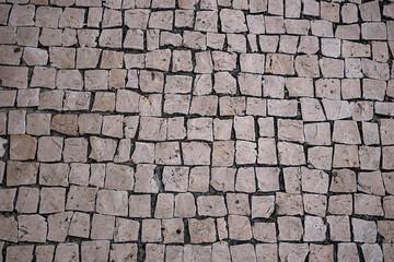 Top view on stone road