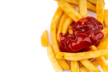 fresh french fries with ketchup