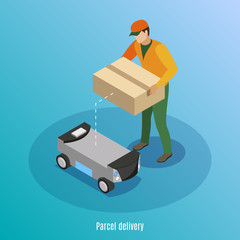 Parcel Delivery Isometric Background