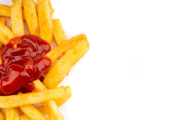 fresh french fries with ketchup