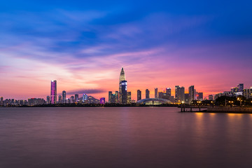Fototapeta na wymiar Shenzhen Bay Park, China, Guangdong Province, China skyline night view