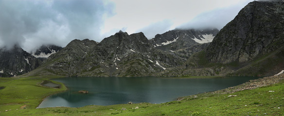 Panoramic view of Vishan Sar. Vishan Sar is one of the beautiful lakes in-between Greate lake terk.