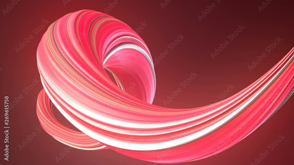 Poster Pink colored twisted shape motion graphics background. Computer generated abstract geometric 3D render loop animation. 4K, Ultra HD resolution.