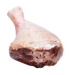Raw, fresh turkey shin, drumstick, isolated on white background