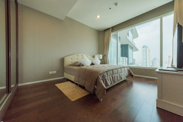 luxury studio apartment with a free layout in a loft style.