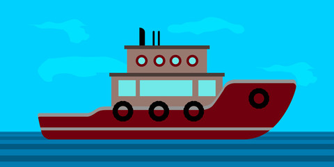 Side view of a fishing boat in a landscape - Vector