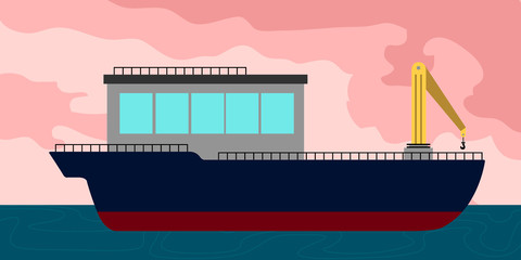 Side view of a fishing boat in a landscape - Vector