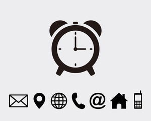 Alarm clock icon symbol vector for web