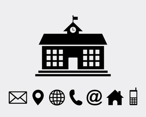 school building icon symbol vector