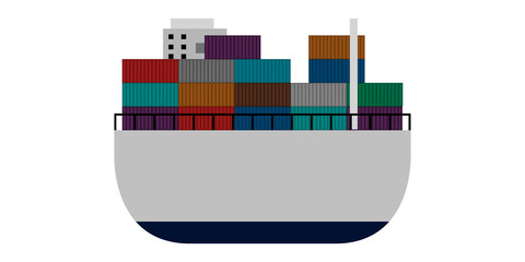 Isolated front view of a cargo ship - Vector
