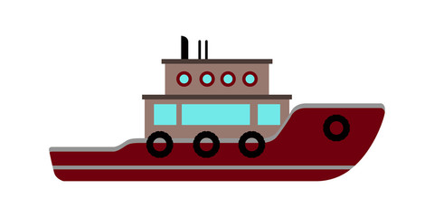 Isolated side view of a fishing boat - Vector
