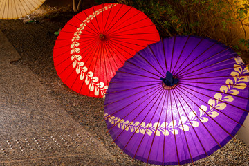 Japanese umbrella in Kyoto, Japan. Image of Japanese culture.