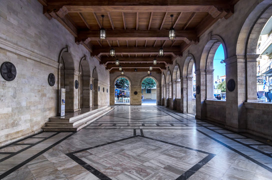 Heraklion, Crete Island / Greece. Venetian Loggia building interior view. It is the building that houses the town hall of Heraklion city today.