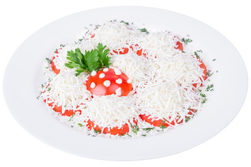 Tomato salad with grated cheese