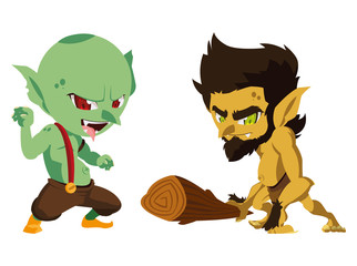ugly troll with caveman gnome magic characters