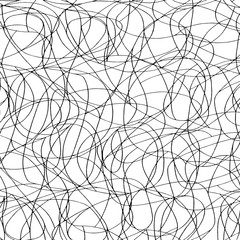 Obraz premium A structure consisting of intersecting points, wavy lines, and shapes . Black and white image. Design for floor, walls, cases, bags, foil and packaging