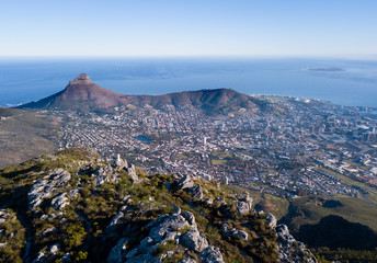 aerial view over Table Mountain and Cape Town, South Africa