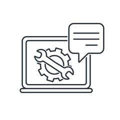 Technical service online. Comments, clarifications. Vector linear icon.