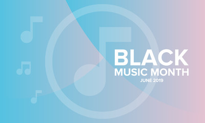 Black Music Month in June. African-American Music Appreciation Month. Celebrated annual in United States. Music concept. Poster, card, banner and background. Vector illustration