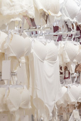 Vareity of bra hanging in lingerie underwear store. Advertise, Sale, Fashion concept