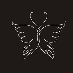 Beautiful butterfly silhouette line