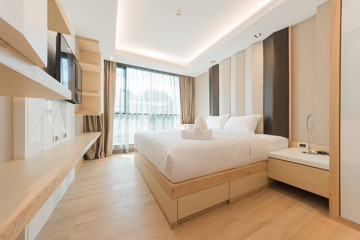 Modern bedroom in luxury apartment