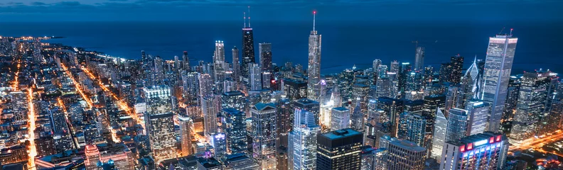 Photo sur Aluminium Chicago Rues de Chicago, lumières et nuit