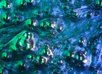Abstract neon green and blue background slime