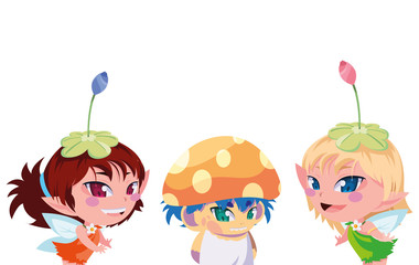 beautiful magic fairies with fungu elf characters