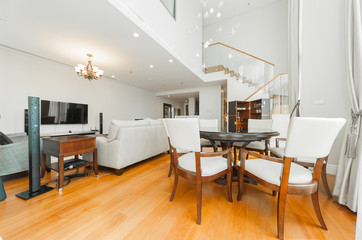 Beautiful living room interior with hardwood floors